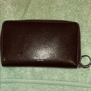 Kate Spade Glazed Halo Leather Wallet in Hot Fudge